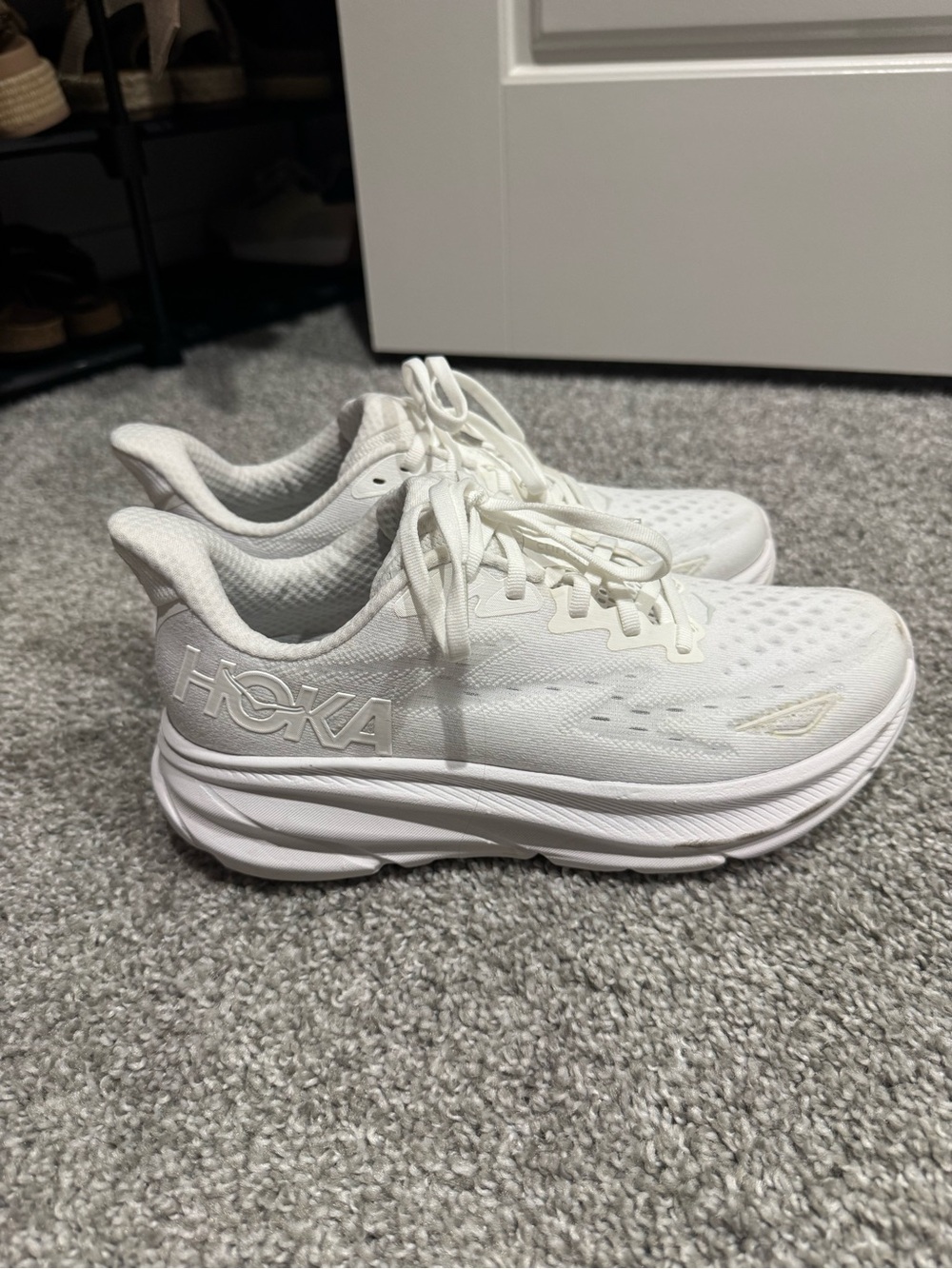Hoka One One Women's All-White Athletic Running Shoes